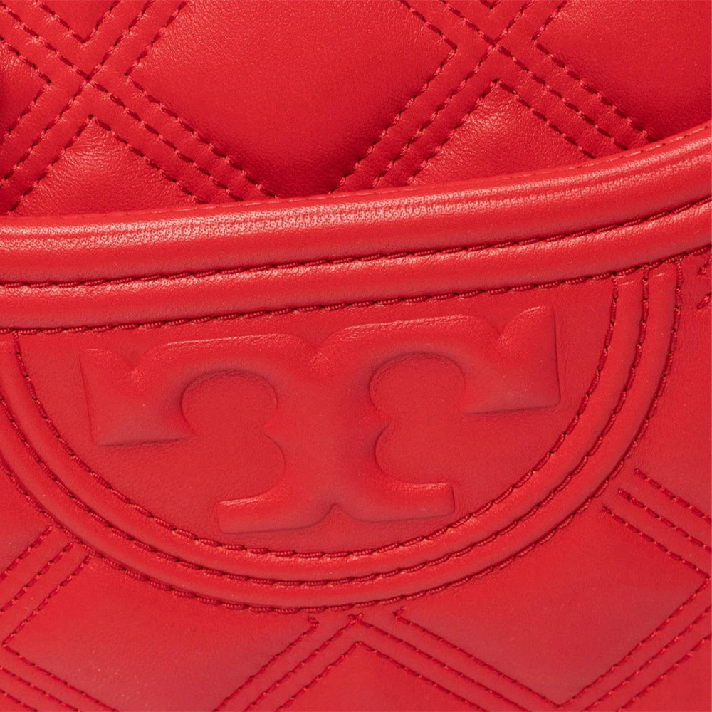 商品Tory Burch|TORY BURCH 女士Fleming系列红色菱形绗缝和压花炸弹“T”小羊皮相机包 62091-612,价格¥2598,第1张图片