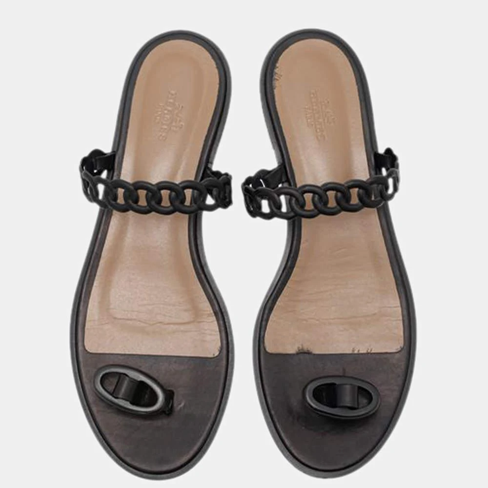 商品[二手商品] Hermes|Hermes Black Chaine D'Ancre Flat Sandals Size EU 39,价格¥3975,第2张图片详细描述