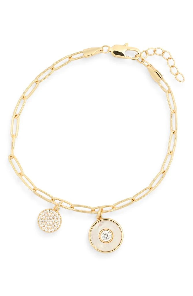商品Leith|Cancer Mother-of-Pearl & Crystal Charm Paper Clip Chain Bracelet,价格¥131,第1张图片