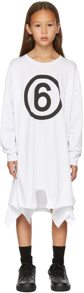 商品MAISON MARGIELA|Kids White Logo Print Long Sleeve Dress,价格¥490,第2张图片详细描述