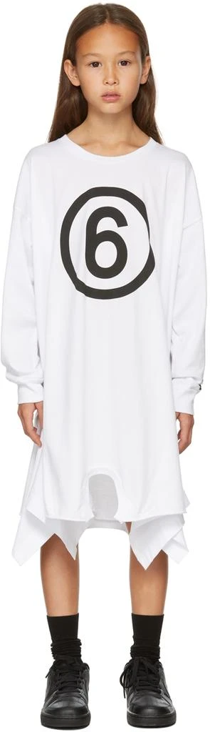 商品MAISON MARGIELA|Kids White Logo Print Long Sleeve Dress,价格¥474,第2张图片详细描述