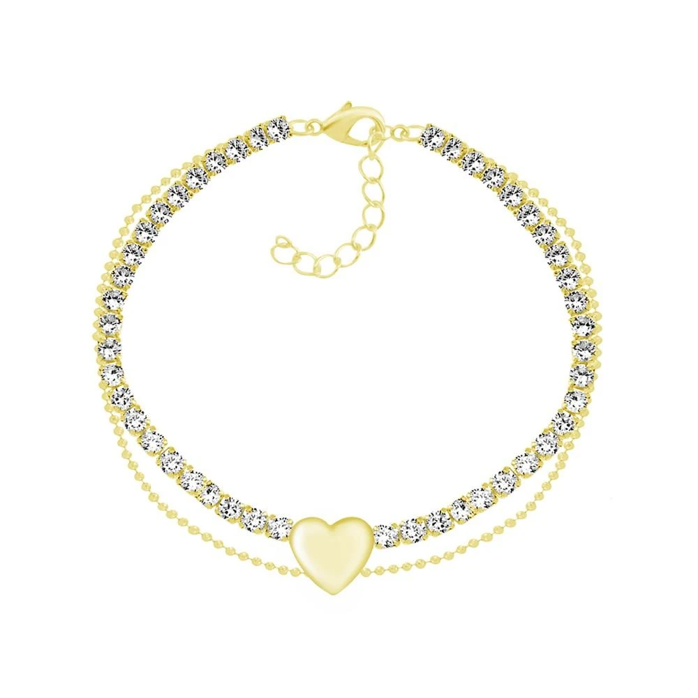 商品Essentials|Crystal & Heart Double Row Ankle Bracelet,价格¥128,第1张图片详细描述