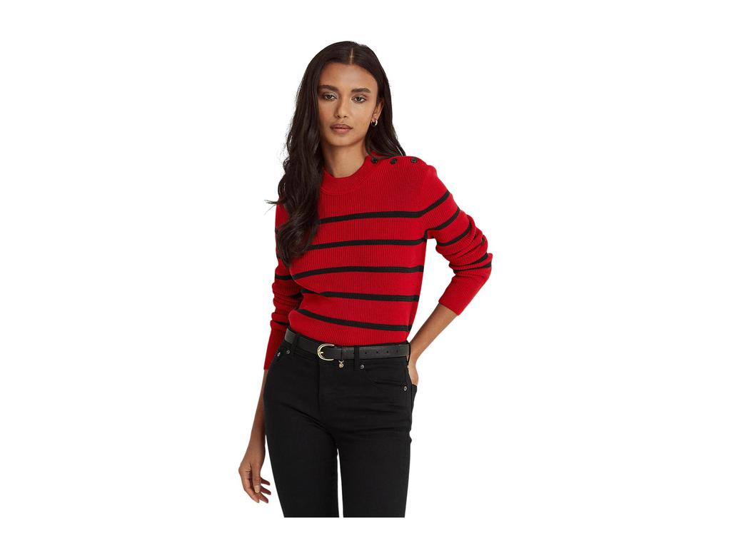 Petite Striped Mock Neck Sweater商品第1张图片规格展示