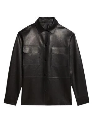 商品Theory|Flap Pocket Leather Jacket,价格¥3167,第3张图片详细描述