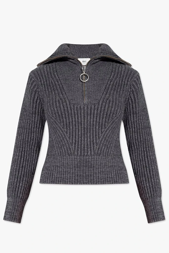 商品AMI|AMI Half-Zipped Knitted Sweater,价格¥1080,第1张图片详细描述