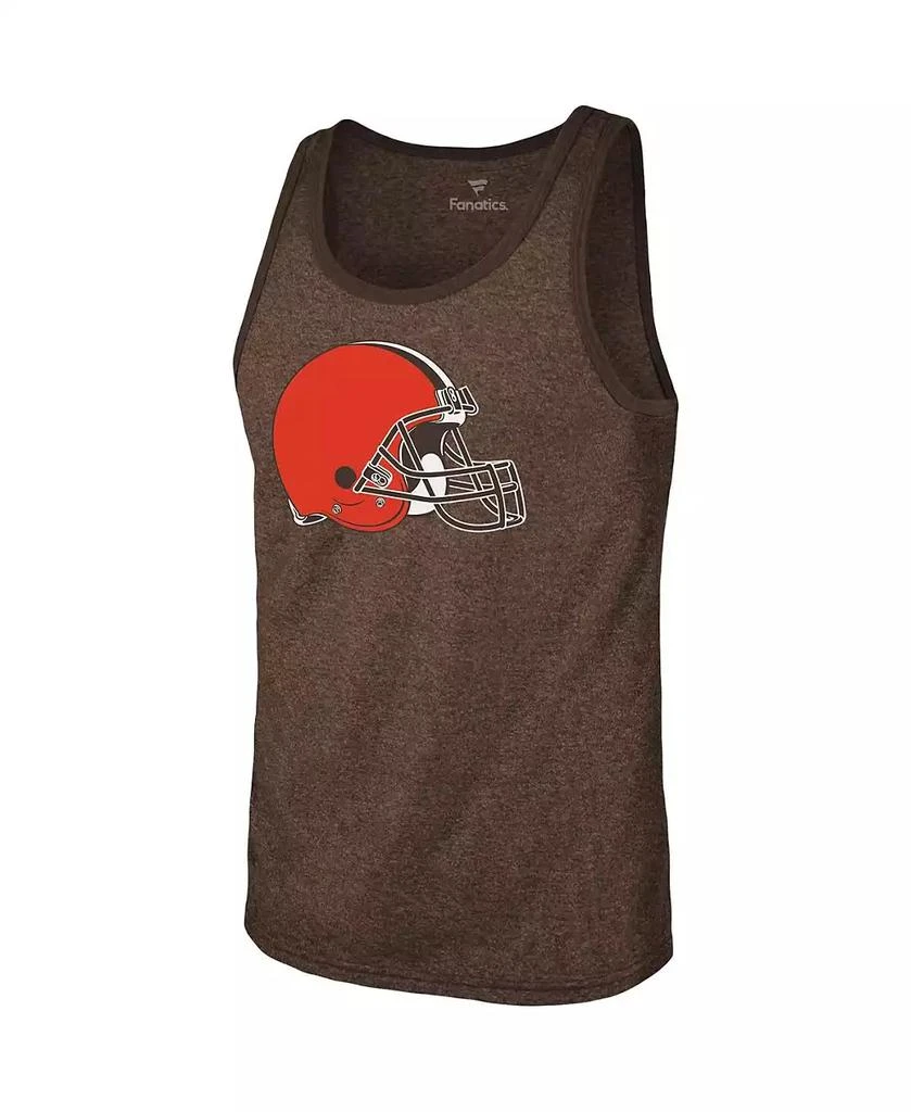 商品Majestic|Men's Threads Nick Chubb Heathered Brown Cleveland Browns Name and Number Tri-Blend Tank Top,价格¥328,第2张图片详细描述