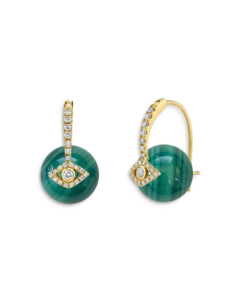 商品Sydney Evan|14K Yellow Gold Malachite & Diamond Bezel Evil Eye Earrings,价格¥15362,第1张图片