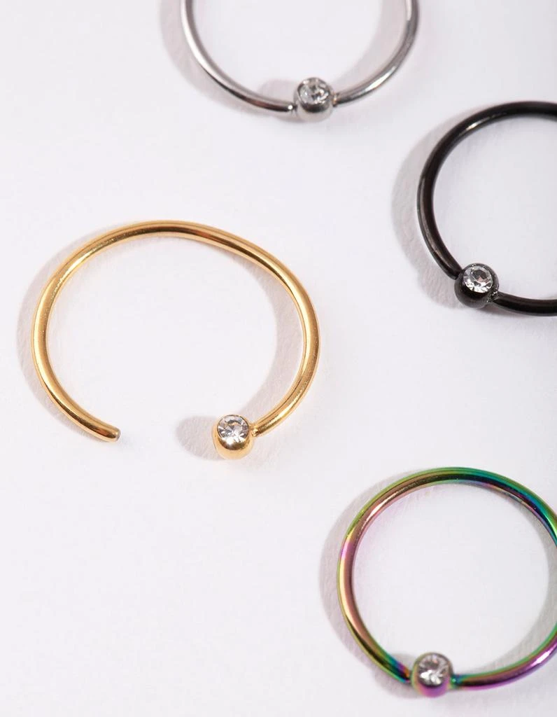 商品Lovisa|Mixed Metal Diamante Nose Ring 4 Pack,价格¥151,第2张图片详细描述