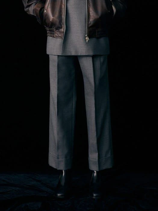 商品DUNST FOR MEN|Turn-Up Wide Wool Slacks _Grey,价格¥1050,第4张图片详细描述