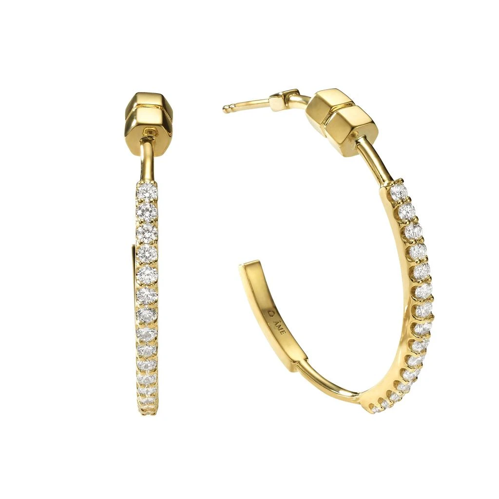 商品AME|Âme Totem 18K Yellow Gold, Lab-Grown Diamond 0.90ct. tw. Medium Hoop Earrings,价格¥18810,第1张图片