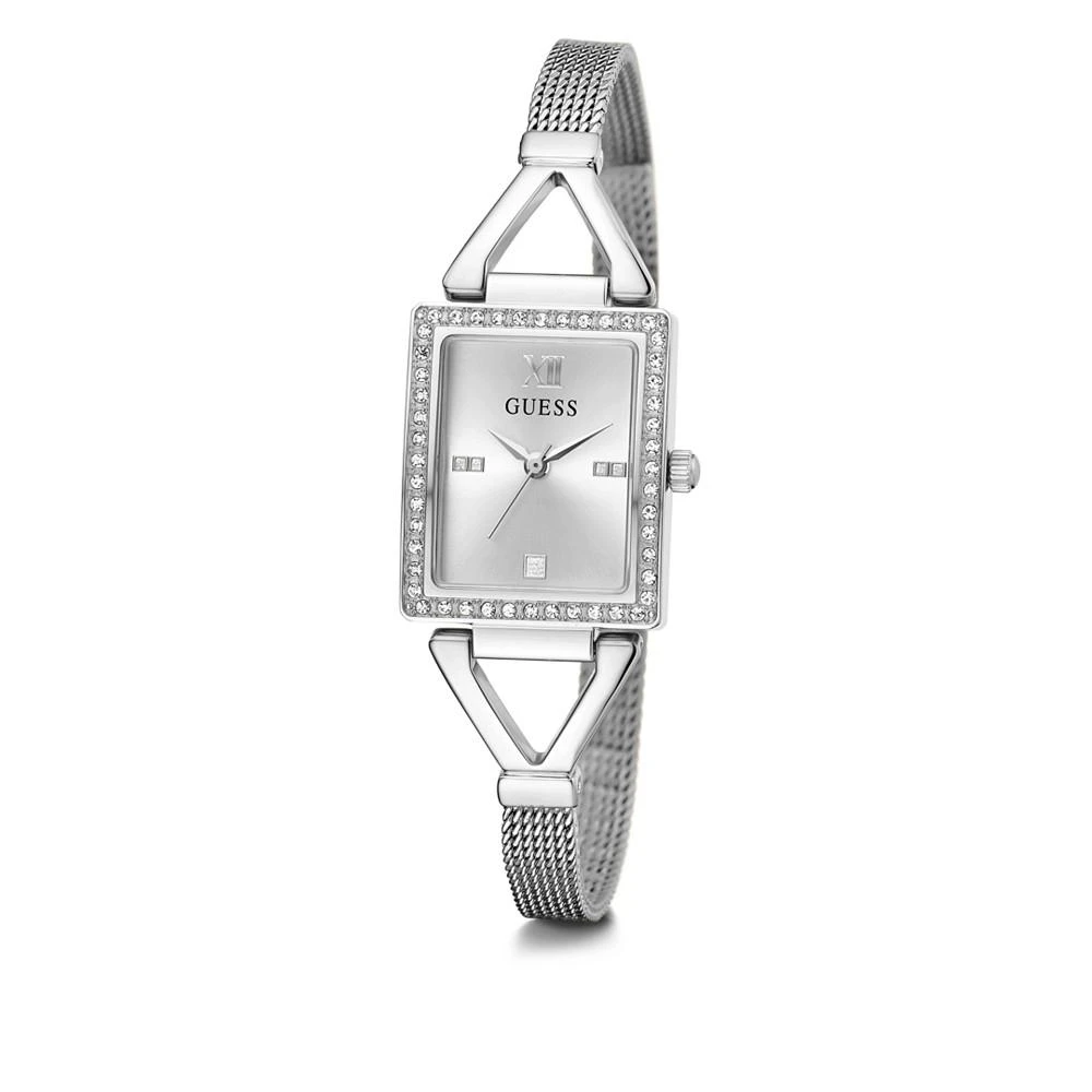 商品GUESS|Women's Silver-Tone Glitz Stainless Steel Mesh Bracelet Watch, 22mm,价格¥395,第5张图片详细描述