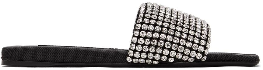 商品Alexander Wang|Black Crystal Anya Slides,价格¥2964,第1张图片
