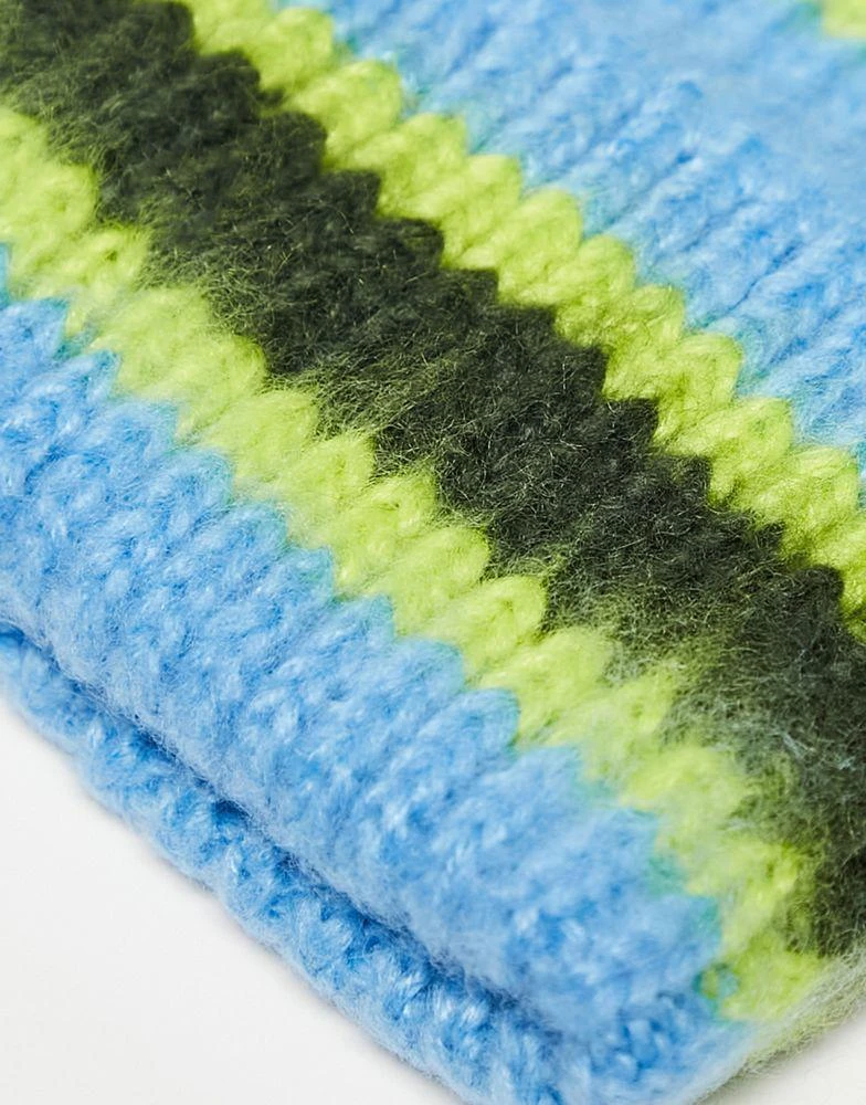 商品COLLUSION|COLLUSION Unisex brushed stripe beanie in blue,价格¥78,第2张图片详细描述