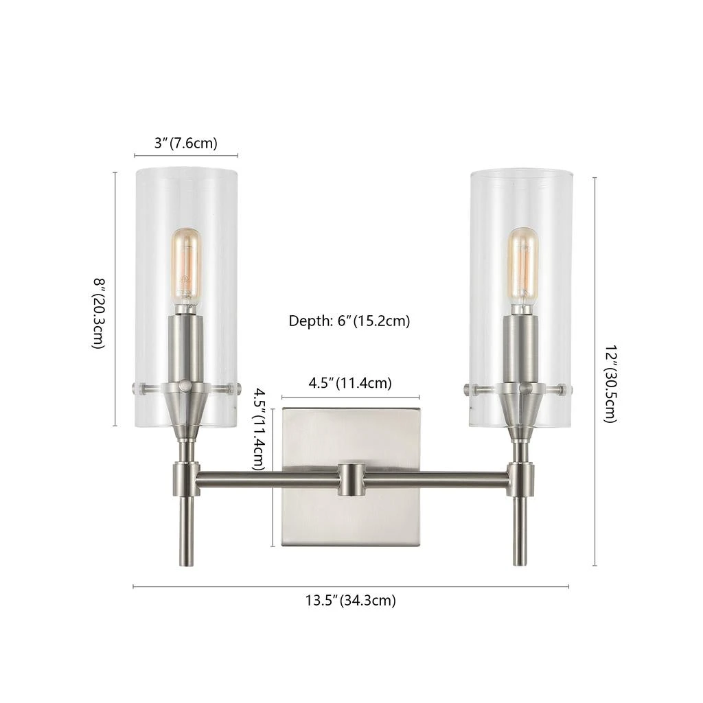 Cato 13.5" 2-Light Modern Farmhouse Iron/Glass LED Vanity 商品