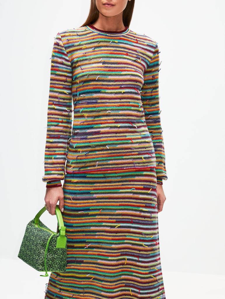 商品Chloé|Striped Cashmere Wool Blend Crewneck Sweater,价格¥4176,第5张图片详细描述