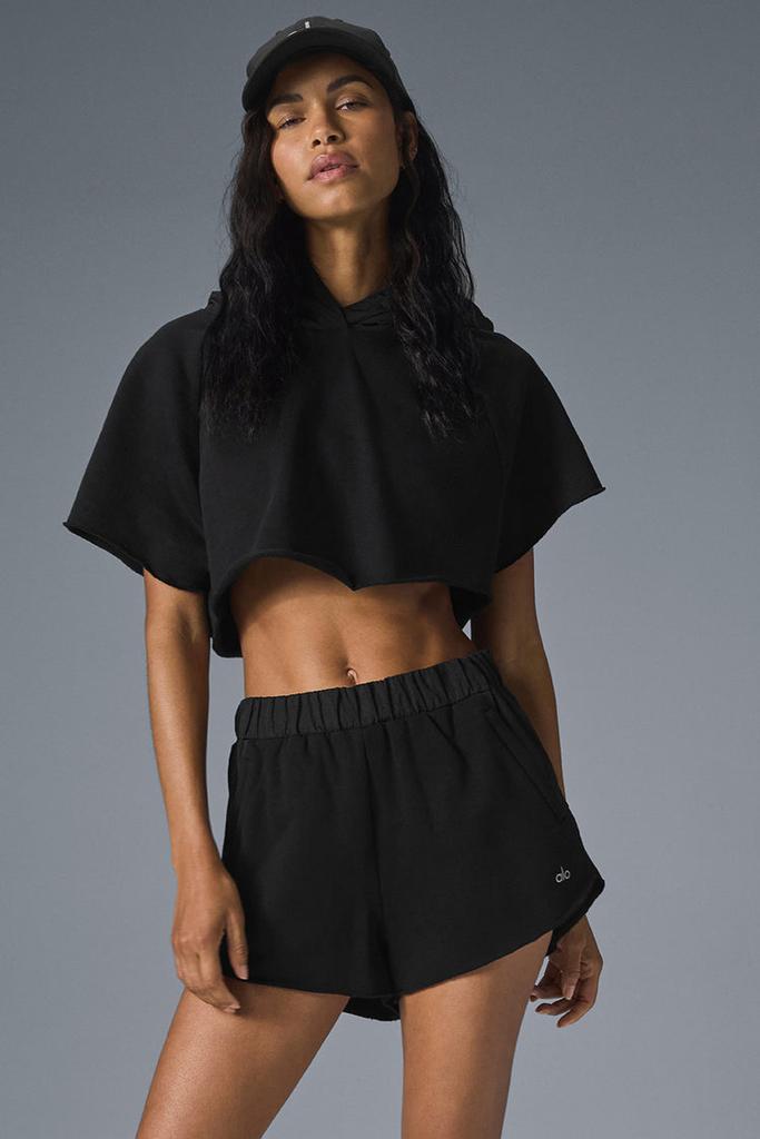 ヨガ・ピラティス aloCroppedin the AirShort Sleeve Hoodie Alo Cropped In The Air Short Sleeve Hoodie - Black - Hoodies
