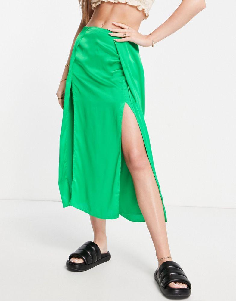 French Connection satin slip skirt in light green商品第4张图片规格展示