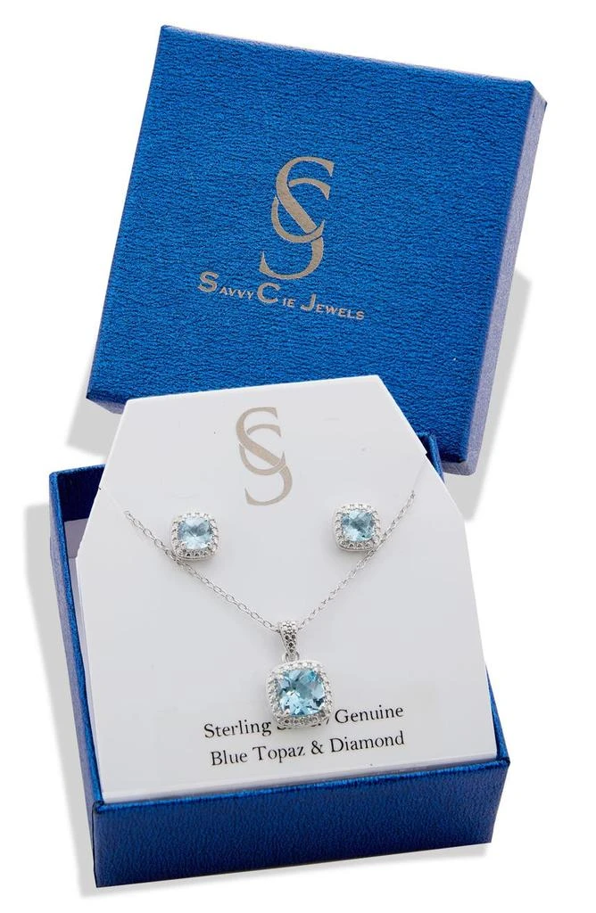 Stone Pendant Necklace & Cushion Stud Earrings Box Set 商品