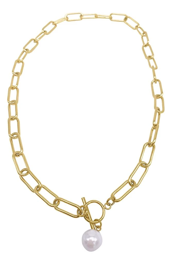 商品ADORNIA|8mm Imitation Pearl Charm Toggle Necklace,价格¥206,第1张图片详细描述