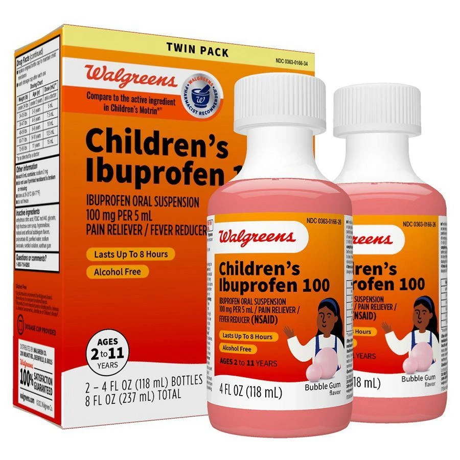 商品Walgreens|Children's Ibuprofen Oral Suspension 100 mg Bubble Gum,价格¥90,第3张图片详细描述