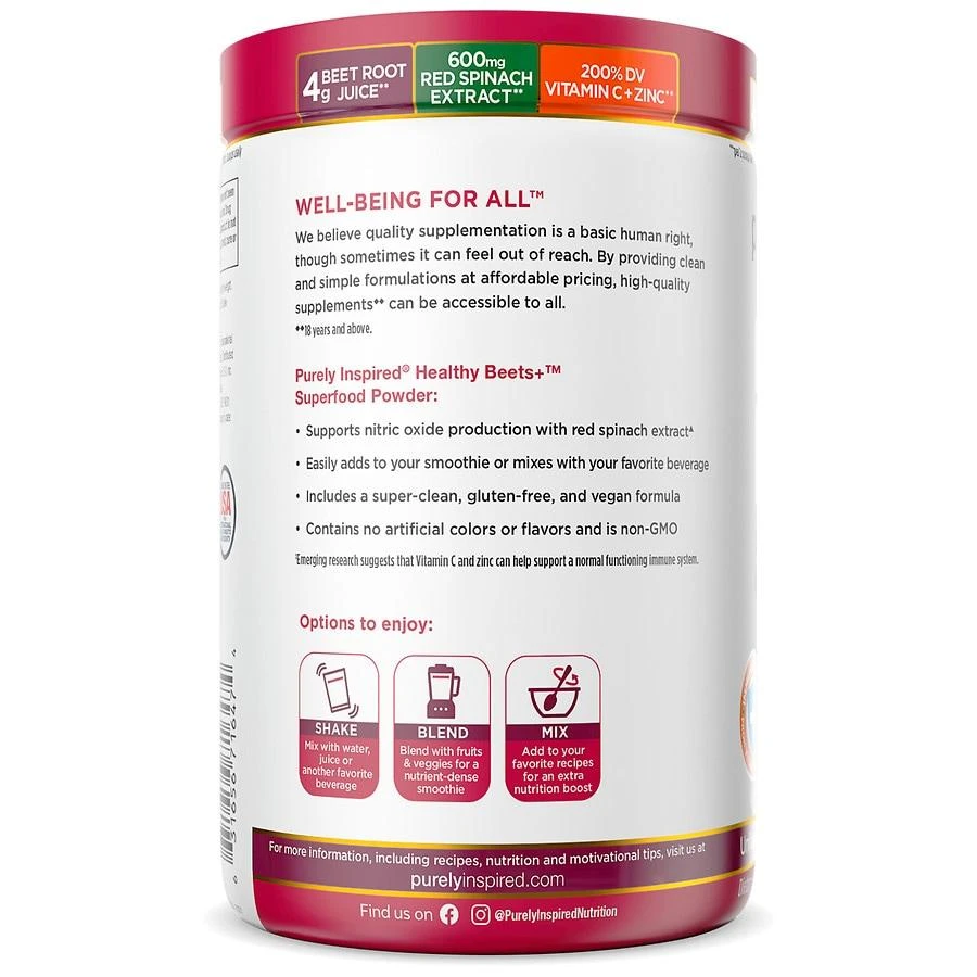 商品Purely Inspired|Healthy Beets Superfood Powder,价格¥167,第2张图片详细描述