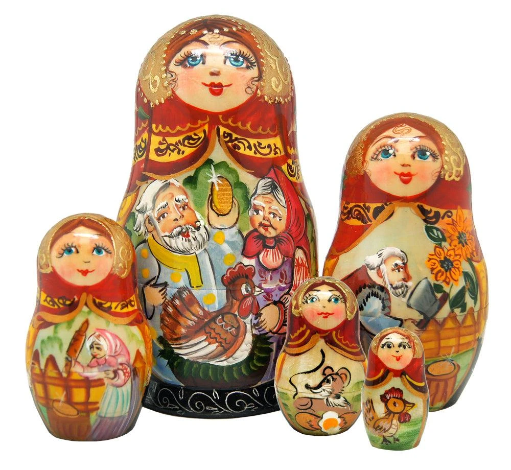 商品G. DeBrekht|Designocracy 5 Piece Golden Egg Russian Matryoshka Nested Doll Set,价格¥861,第1张图片