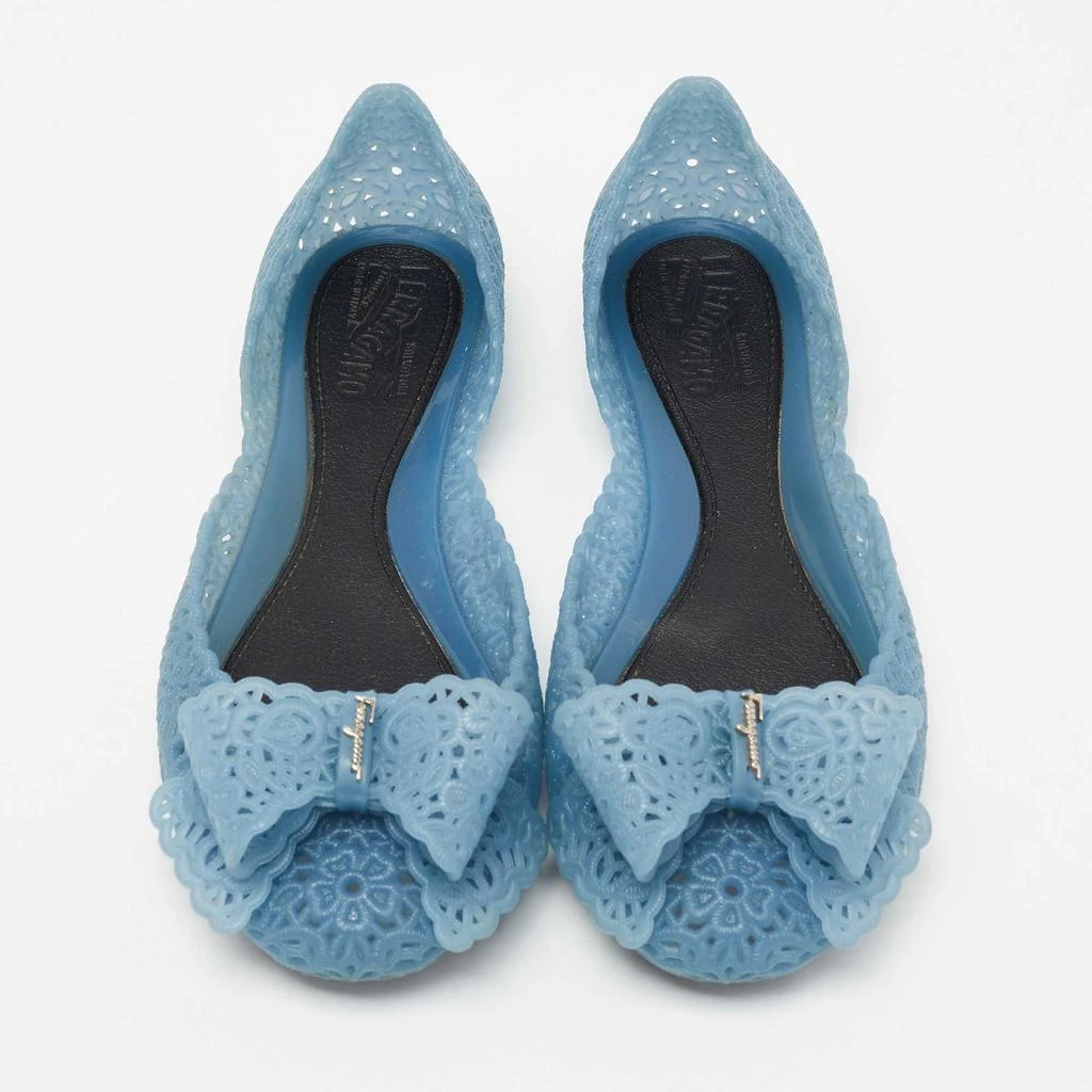 商品[二手商品] Salvatore Ferragamo|Salvatore Ferragamo Blue Nilly Jelly Bow Ballet Flats Size 39.5,价格¥1029,第3张图片详细描述