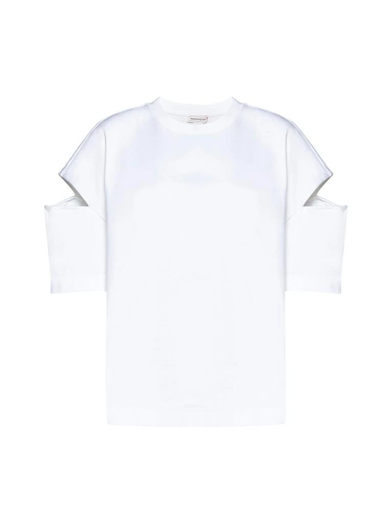 商品Alexander McQueen|Alexander McQueen Cut-Out-Sleeved Crewneck T-Shirt,价格¥1742,第1张图片