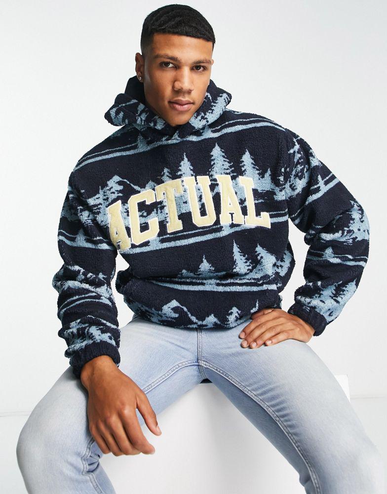 ASOS Actual oversized teddy borg hoodie with all over scenic print in multi商品第3张图片规格展示