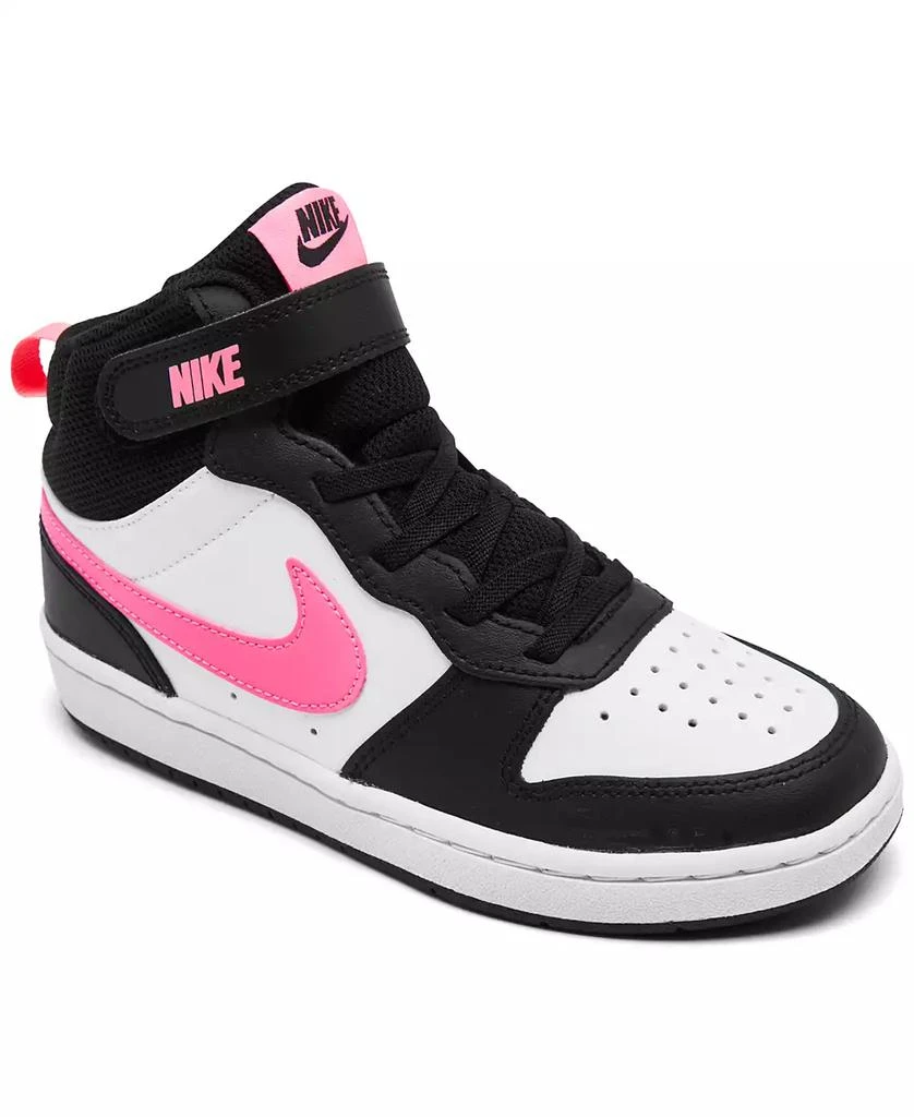 商品NIKE|Little Girls Court Borough Mid 2 Adjustable Strap Closure Casual Sneakers from Finish Line,价格¥422,第1张图片