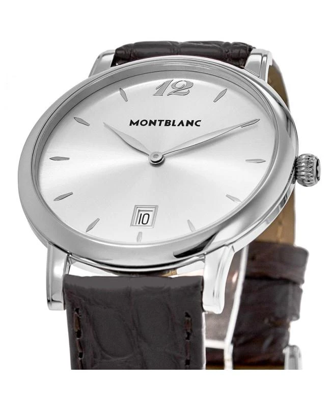 商品MontBlanc|Montblanc Star Classique Date Slim Silver Dial Leather Strap Men's Watch 108770,价格¥7117,第3张图片详细描述