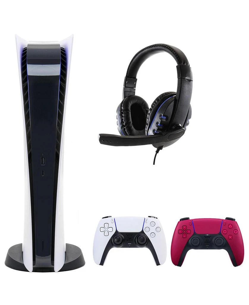 商品SONY|PS5 Digital Console with Extra Red Dualsense Controller and Universal Headset,价格¥5460,第1张图片