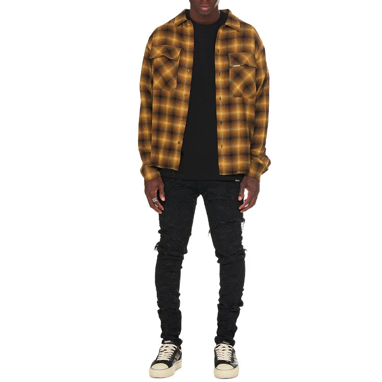 商品[国内直发] Represent|SS21 复古破洞做旧牛仔裤 男款 黑色,价格¥931,第6张图片详细描述
