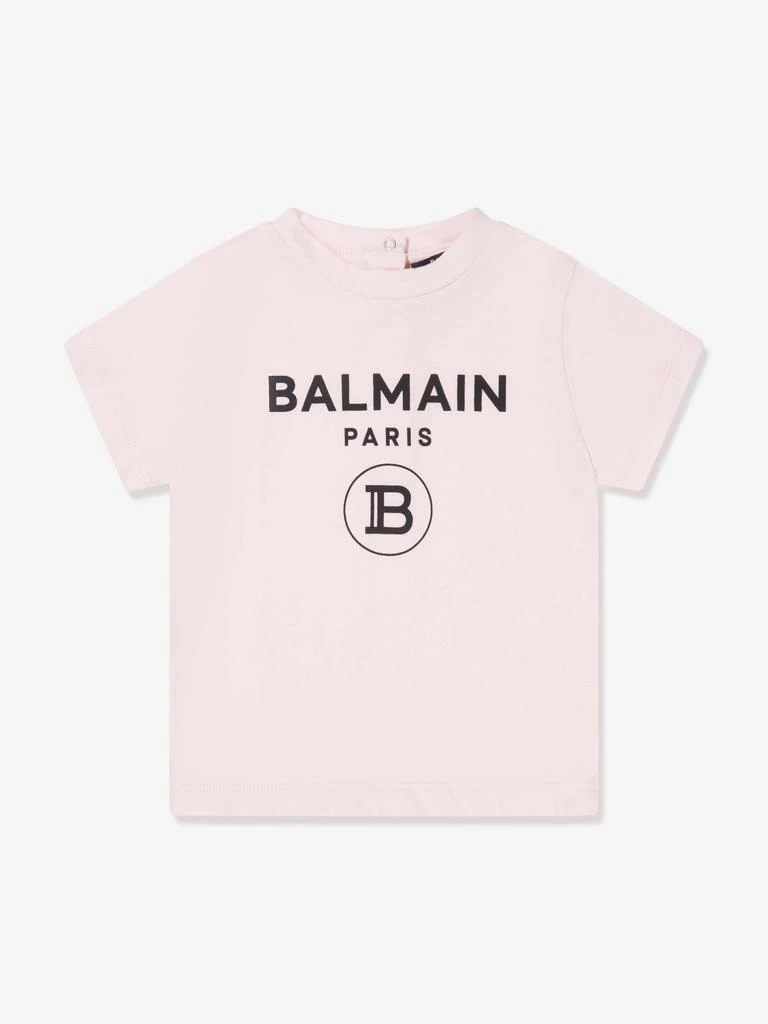 商品Balmain|Balmain Pink Baby Girls Logo T-Shirt,价格¥1346,第1张图片