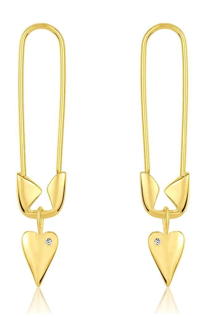 商品ADORNIA|Safety Pin Dangle Heart Drop Earrings,价格¥225,第1张图片