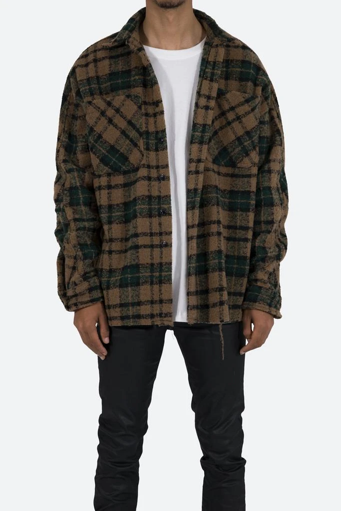 商品MNML|Loose Woven Flannel Shirt - Green/Black,价格¥284,第1张图片