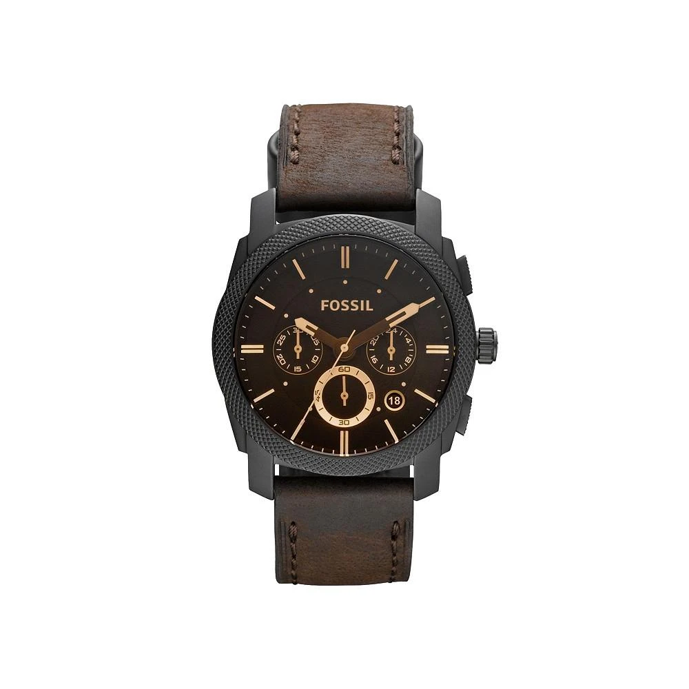 商品Fossil|Machine Mid-Size Chronograph Brown Leather Watch 42mm,价格¥875,第1张图片