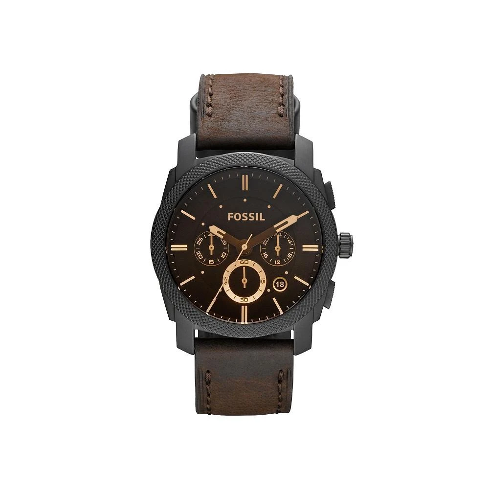 商品Fossil|Machine Mid-Size Chronograph Brown Leather Watch 42mm,价格¥1272,第1张图片