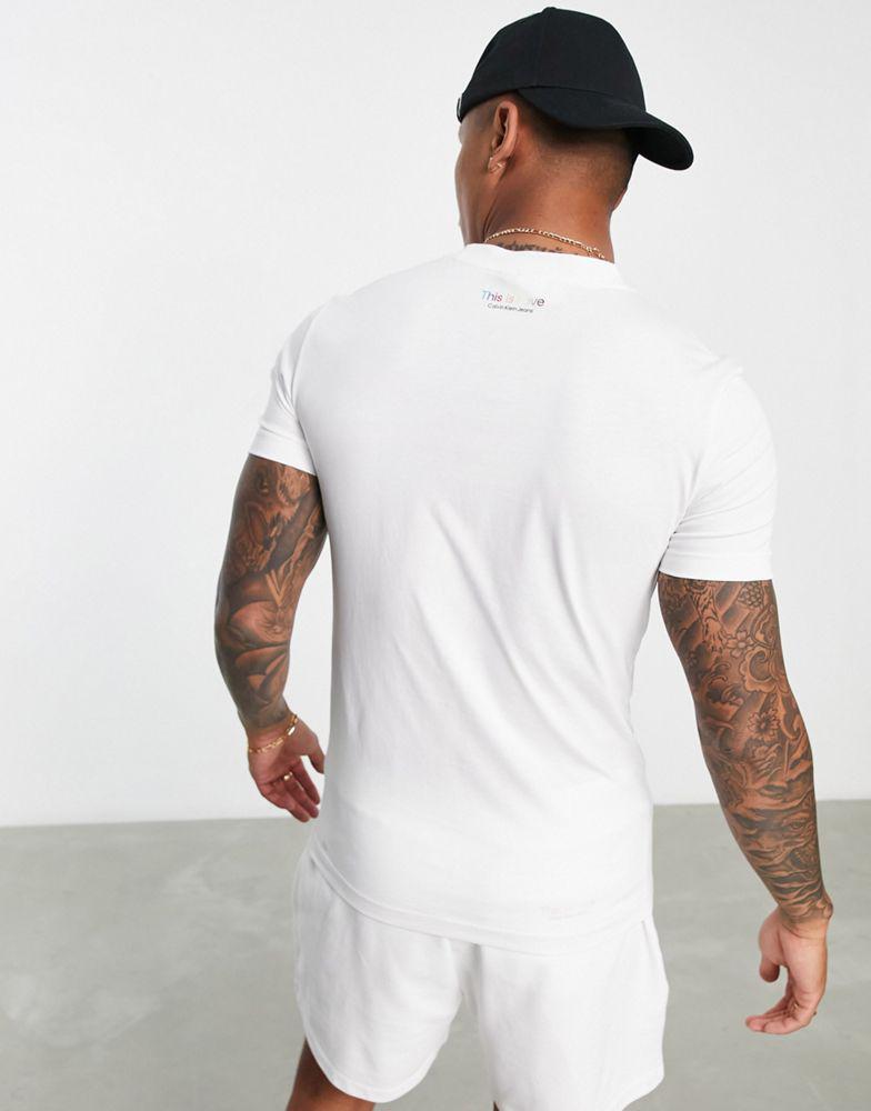 商品Calvin Klein|Calvin Klein Jeans pride capsule co-ord chest monogram slim fit t-shirt in white,价格¥280,第4张图片详细描述