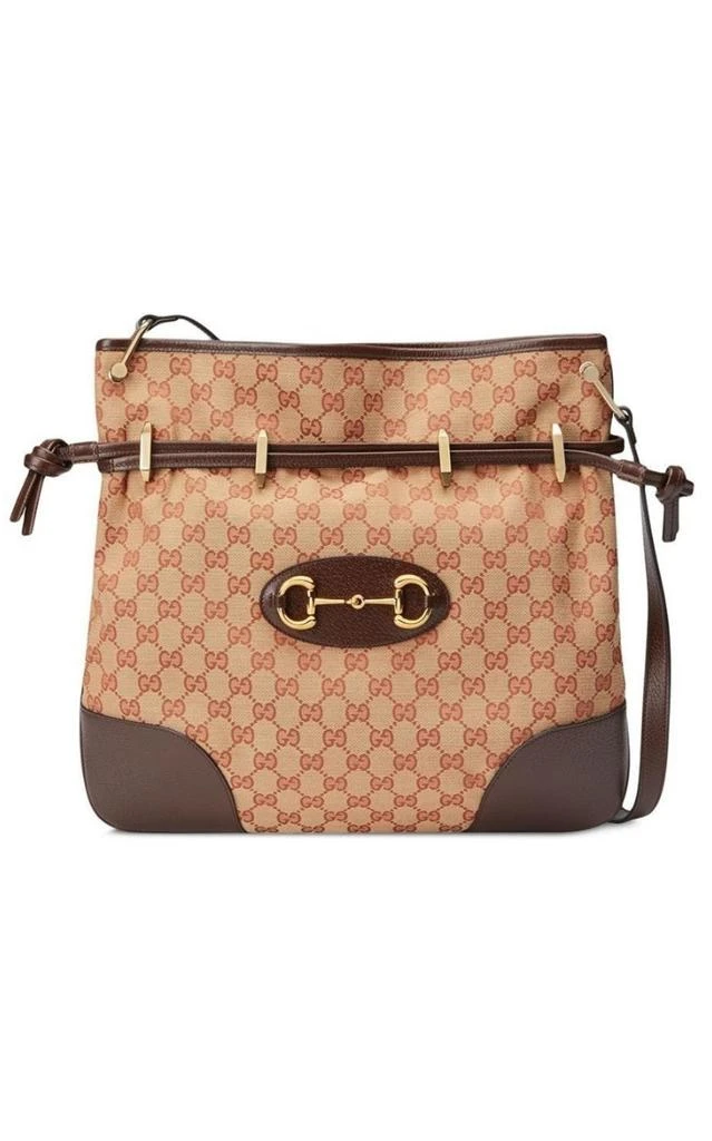 商品Gucci|Leather and GG Supreme Fabric Shoulder Bag,价格¥20242,第1张图片