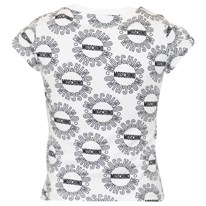 商品Moschino|White Short Sleeve Circle Logo Teddy T Shirt,价格¥315-¥348,第5张图片详细描述
