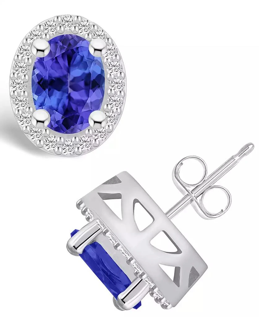 商品Macy's|Tanzanite (2-1/2 Ct. t.w.) and Diamond (3/8 Ct. t.w.) Halo Stud Earrings,价格¥21221,第1张图片