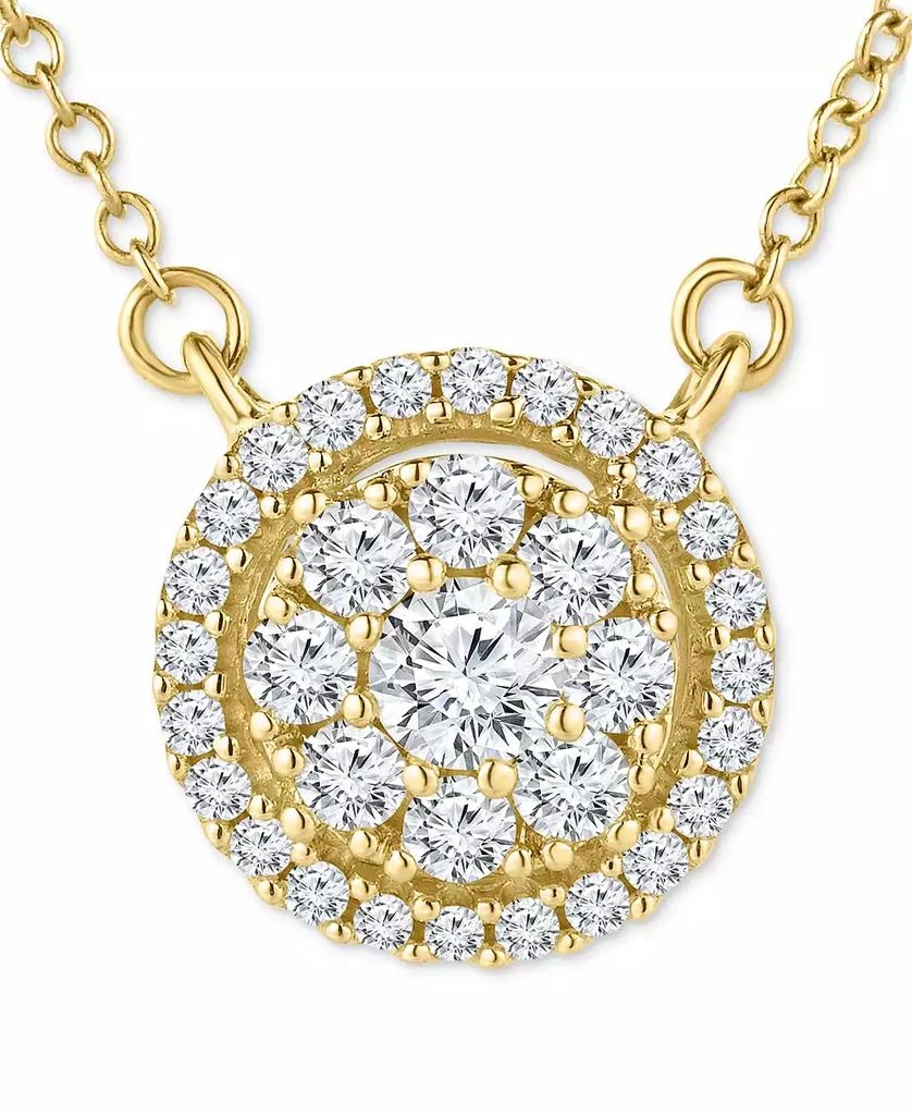 商品Macy's|Diamond Halo Cluster 18" Pendant Necklace (1/3 ct. t.w.) in 14k Gold,价格¥10429,第2张图片详细描述