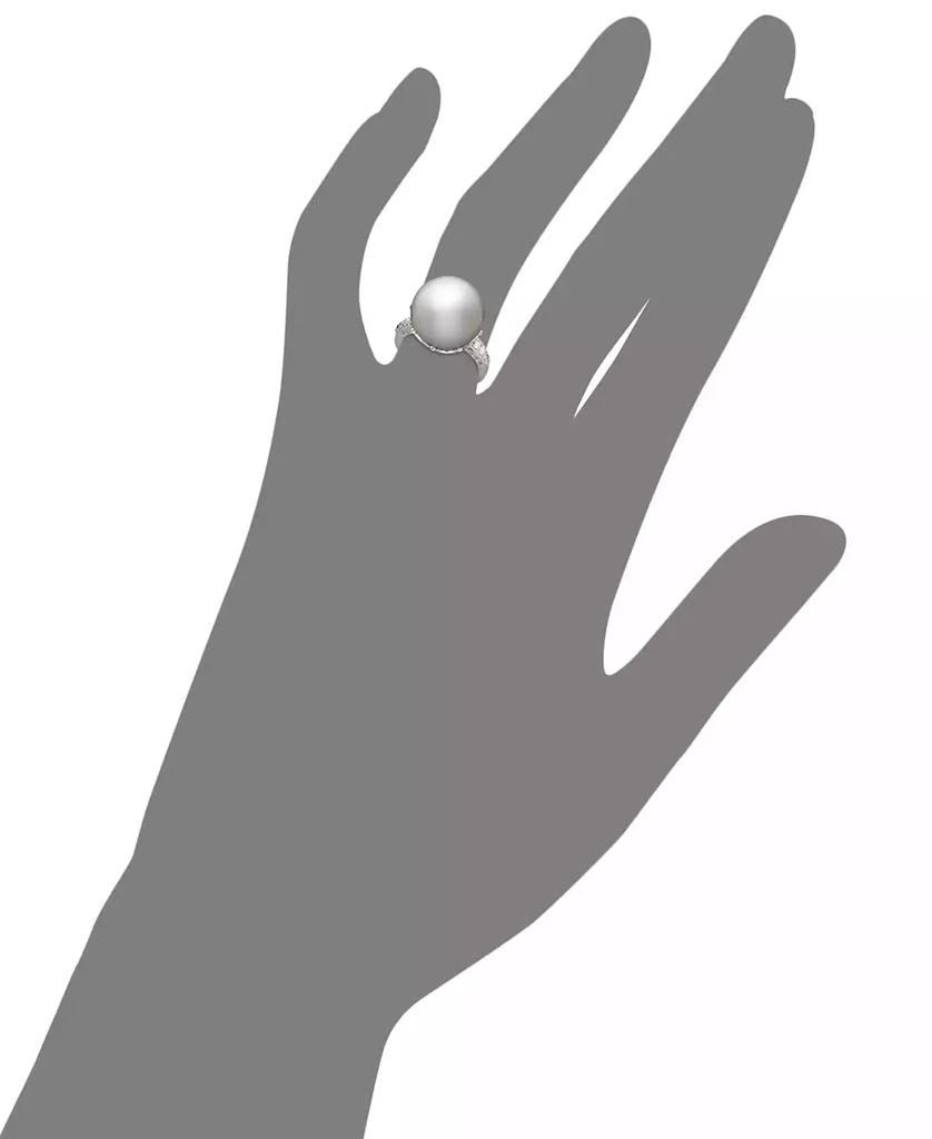 商品Macy's|14k White Gold Ring, Cultured South Sea Pearl (14mm) and Diamond (1/5 ct. t.w.) Ring,价格¥23911,第2张图片详细描述