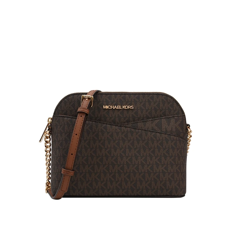 商品[国内直发] Michael Kors|Michael Kors 奥莱款 JET SET TRAVEL中号PVC印花女士单肩斜挎贝壳包 35F1GTVC6B BROWN,价格¥863,第1张图片