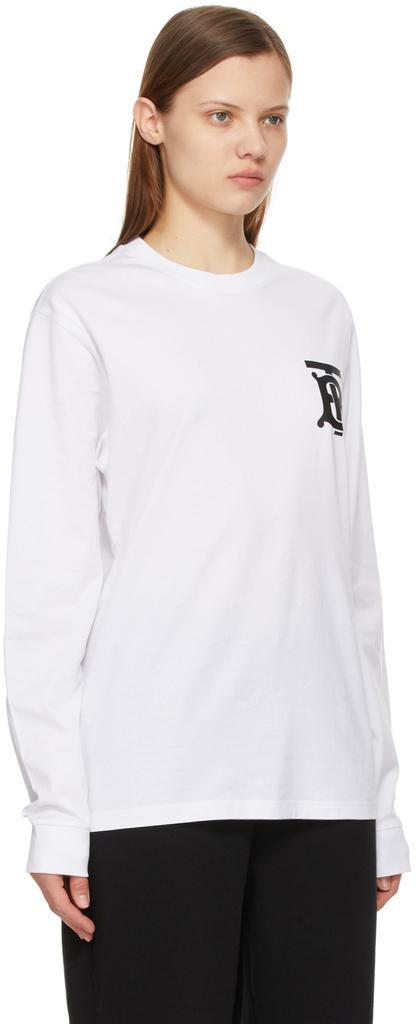 商品Burberry|White Monogram Atherton Long Sleeve T-Shirt,价格¥4051,第4张图片详细描述