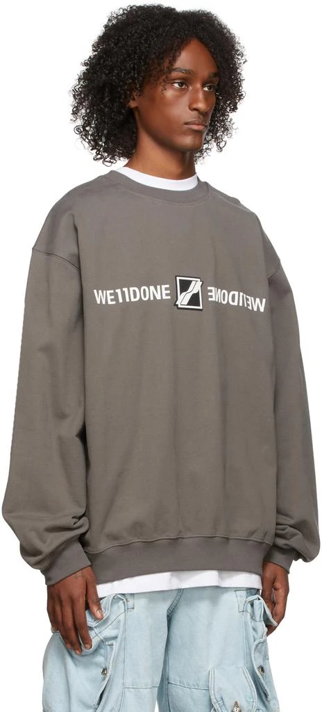 商品We11done|Grey Patched Mirror Logo Sweatshirt,价格¥1444,第2张图片详细描述
