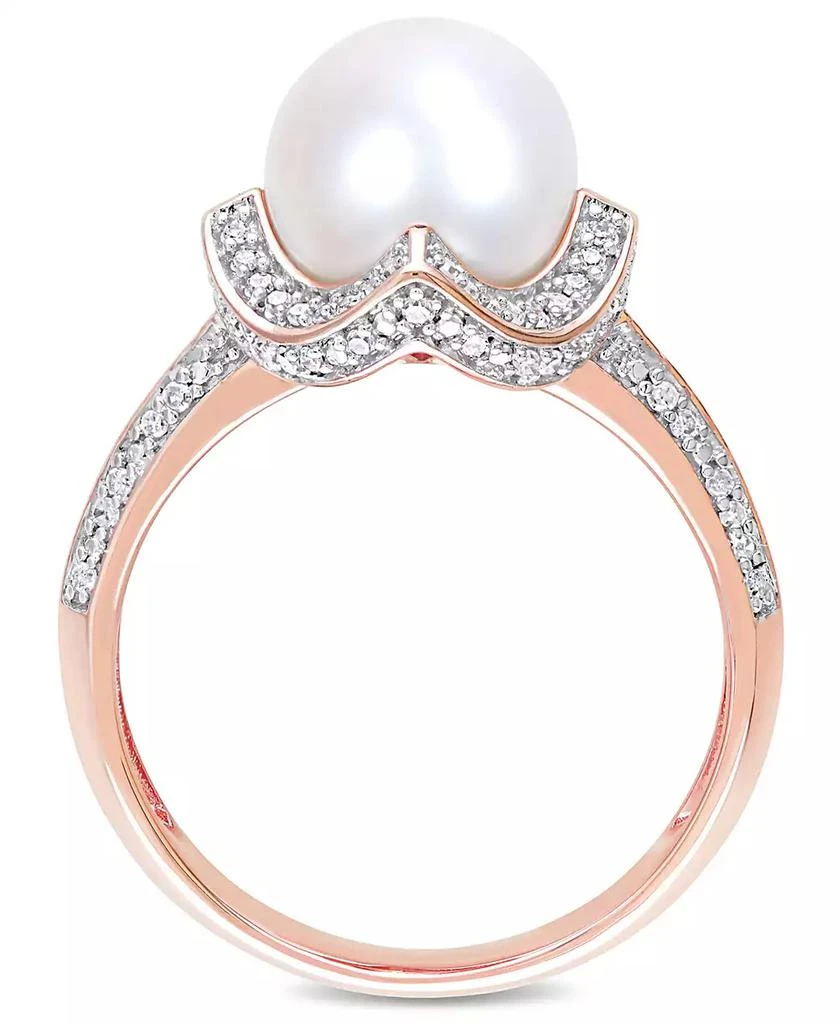 商品Macy's|Freshwater Cultured Pearl (8.5-9mm) and Diamond (1/4 ct. t.w.) Vintage Halo Ring in 10k Rose Gold,价格¥13884,第4张图片详细描述