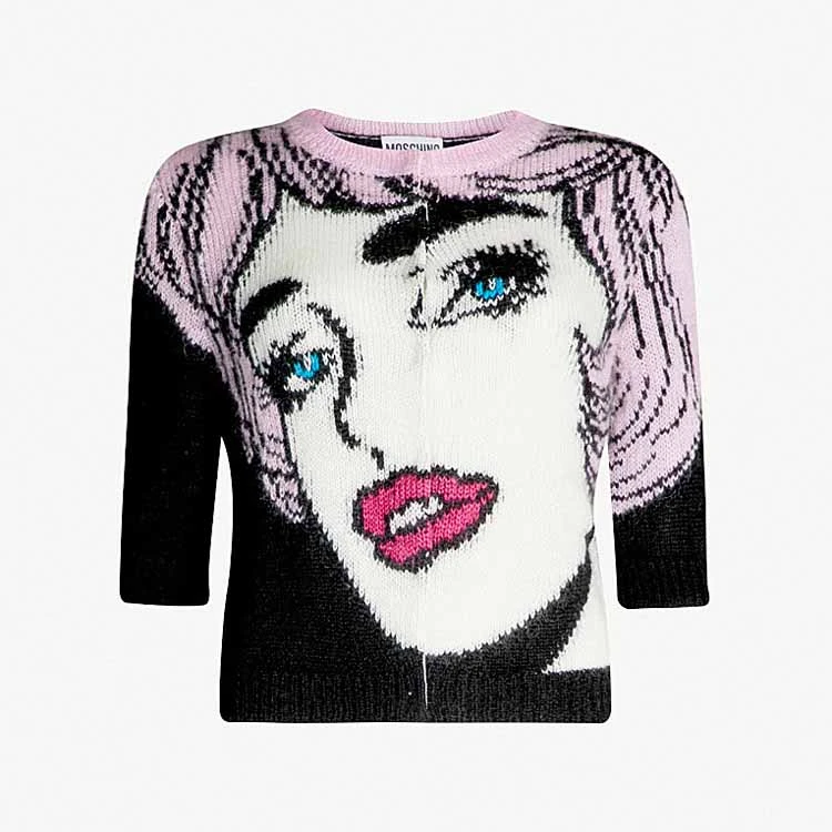商品Moschino|MOSCHINO 黑色女士针织衫/毛衣 09075402-1555,价格¥2159,第1张图片