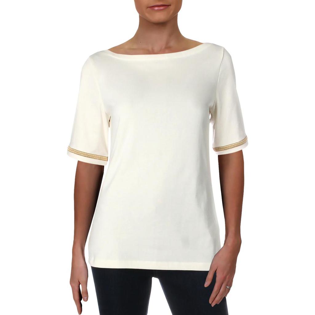 Lauren Ralph Lauren Womens Lemetra Embroidered Boatneck T-Shirt商品第1张图片规格展示